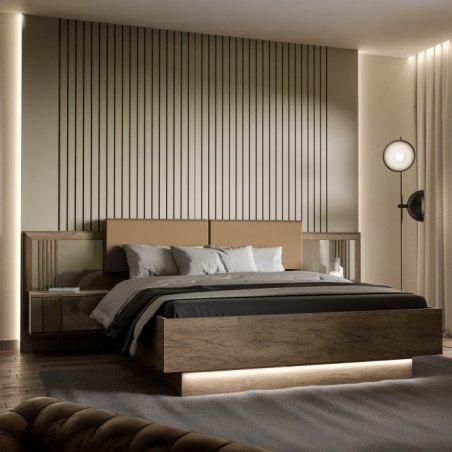 copy of Bed with storage compartment 160x200 cm ORKNEY Mauvella Oak Forte