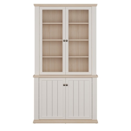 Pontypool Forte Display Cabinet White/Riva Oak