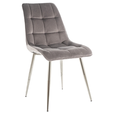 Chic Velvet Chair Chrome Frame Grey Bluvel 14 Signal