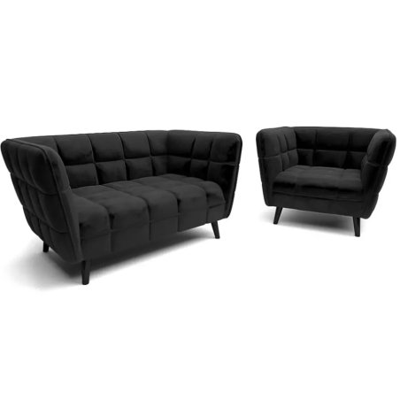 Castello 1 velvet black bluvel 19 wenge armchair Signal