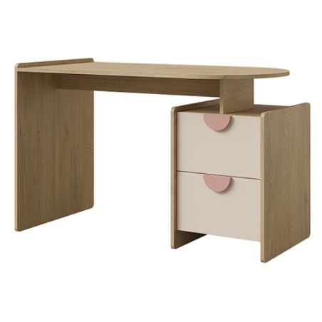 Biurko Lexi 12 L/P dąb cremona / macadamia /pudrowy róż
