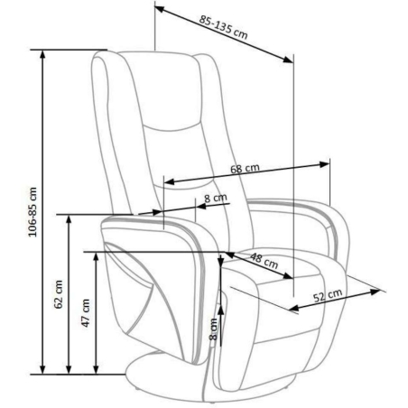 Pulsar cappucino reclining chair with massage and heating function Halmar