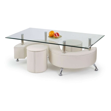 Nina 3 white bench with poufs Halmar