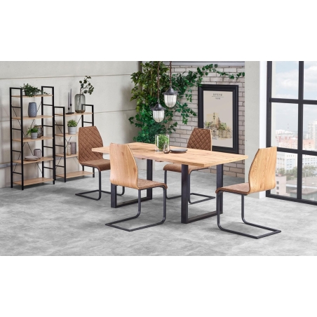 Venom folding table 135-185 oak wotan black legs Halmar