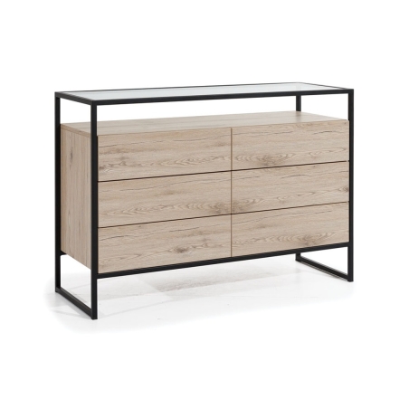 GLKO- 6S chest of drawers with GlassLoft New Elegance glass pane