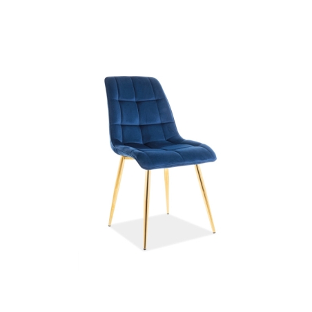 Chic Velvet Chair Gold Frame Navy Blue Bluvel 86